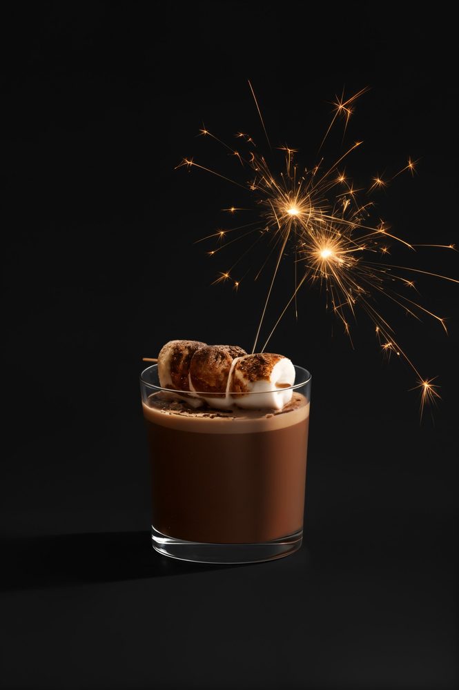 Chocolate drink with a sparkler